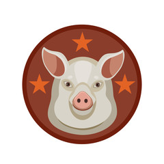 the emblem of the pork/ The emblem or icon of pig meat shows the quality of his stars for cleanliness and the quality of the product  