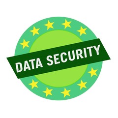 Data security white wording on green Rectangle and Circle green stars