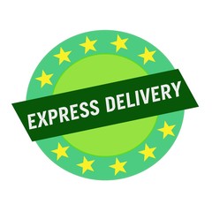 EXPRESS DELIVERY white wording on green Rectangle and Circle green stars