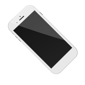Smart phone with black screen isolated on white background.
