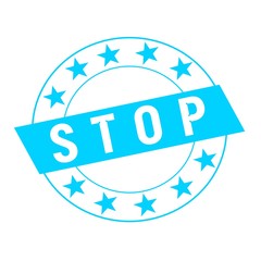 STOP white wording on blue Rectangle and Circle blue stars