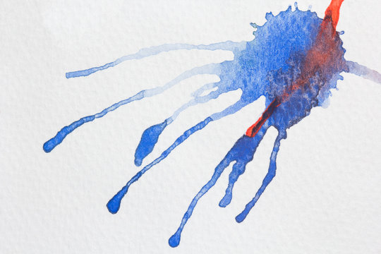 abstract bluel and red watercolor splash blot