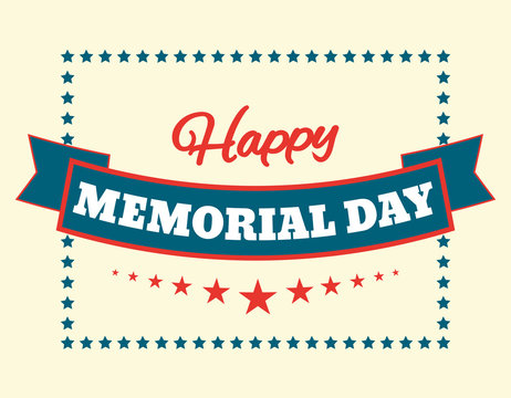 Text Happy Memorial Day stars vector illustration design banner or a stamp on white background EPS 10