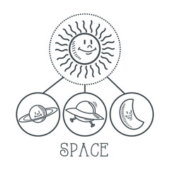 doodle icon design. space icon. draw concept