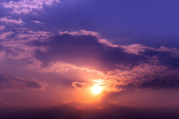 Fototapeta premium dramatic sunset, over light