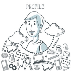 Obraz na płótnie Canvas Doodle icon design. profile icon. draw concept