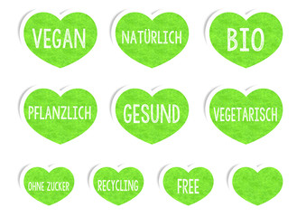 Vegan Herz Buttons f&uuml;r ein Gesundes Leben