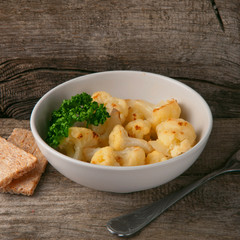 Roasted cauliflower in bowl