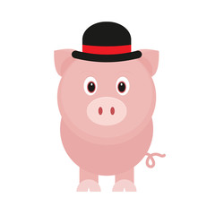 cartoon pig with hat