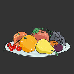 A plate with fruit, vector illustration - 109663370