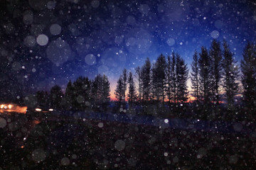 winter night road snow background