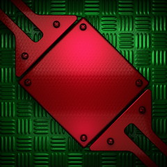 red and green metal background. 3D illustration