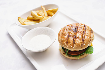 cheeseburger with potato