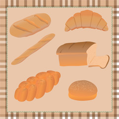 bread on tablecloth