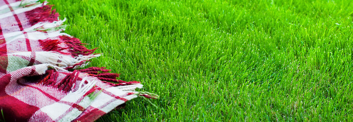 Checkered Plaid Picnic Green Grass Summer Time