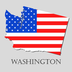 Map State of Washington in American Flag - vector illustration.