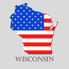 Map State of Wisconsin in American Flag - vector illustration.