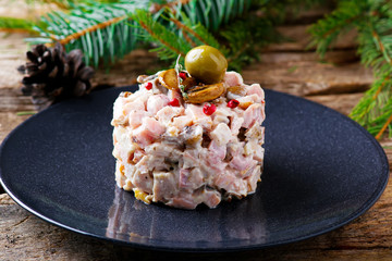 salad with mushrooms and mayonnaise.