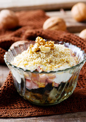 salad with smoked chicken and mayonnaise.