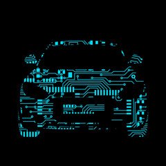 car in circuit board style Vector Illustration