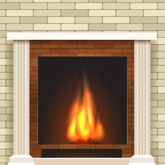 Fototapeta premium Classic fireplace icon. Vector fireplace for living room interior