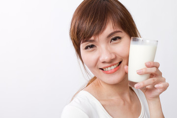 healthy woman with a glass of milk