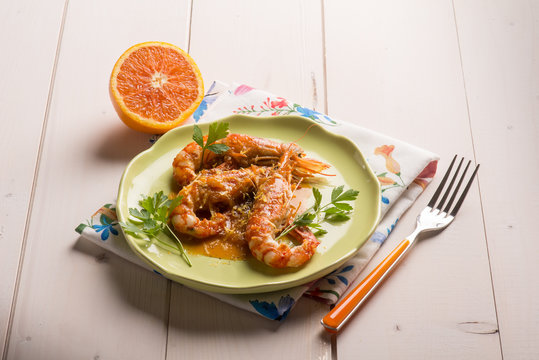 shrimp with orange and lemon sauce