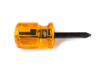 Orange short screwdriver isolated