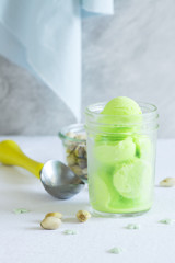Pistachio sorbet with lime and mint