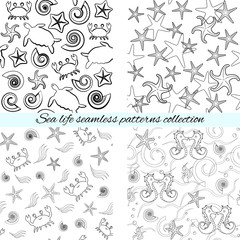 Sea life seamless patterns collection