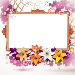 Golden frame with flowers