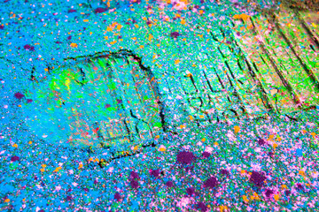 Shoe print on colorful background