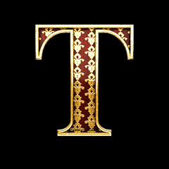 t golden letter 3d illustration