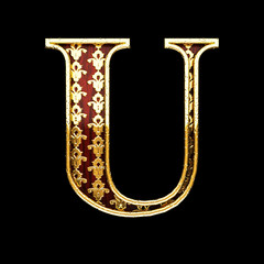u golden letter 3d illustration