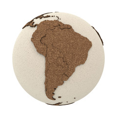 South America on light Earth