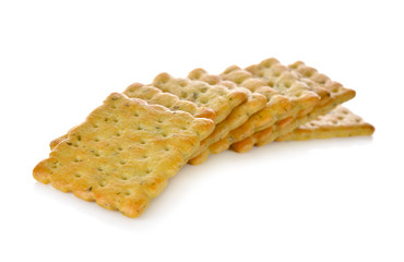 vegetable crackers on white background