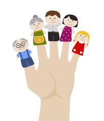 Family finger puppets. Vector illustration.