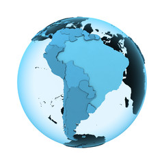 South America on translucent Earth