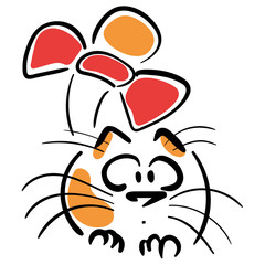 Cat with a bow on his tail