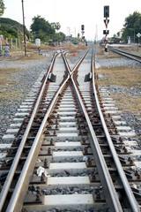 Fototapeta na wymiar crossroad Railroad tracks