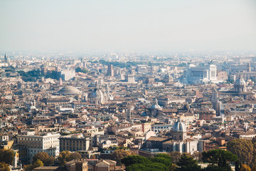 Fototapeta na wymiar Cityscape view of central Rome taken from St Peter Basilica. Rome