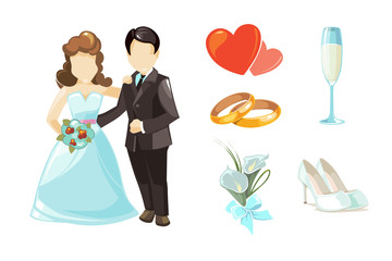Wedding couple vector illustration.
