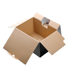 open cardboard box isolated on white