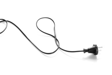 Black electric cable plug isolated on white