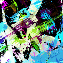 Fototapeta premium beautiful colored lines Graffiti on a black background vector illustration