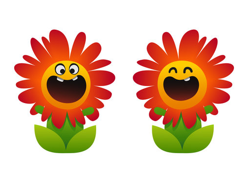 cartoon flower smiling two types red