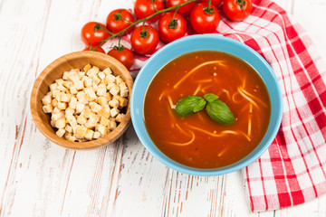 Tomato soup and basil