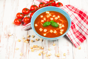 Tomato soup and basil