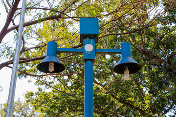 Street lantern on the autumn foliage background

