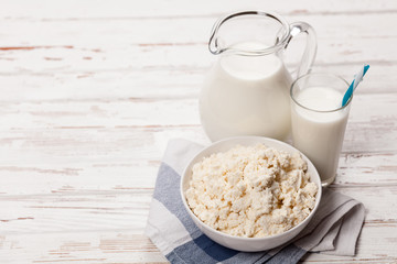 Milk jar on wooden table